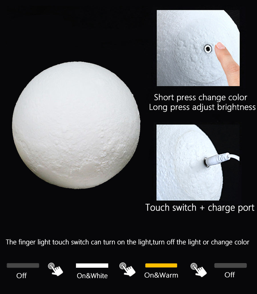 Rechargeable Moon Lamp LED Night Light